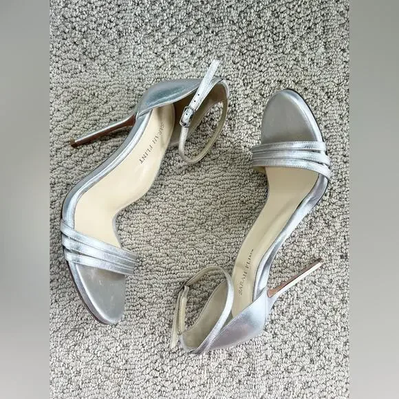 Sarah Flint Perfect Sandal heel Metallic Silver Nappa 39 or 8/8.5 wedding formal